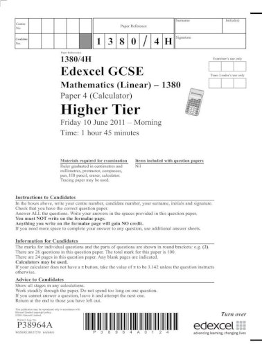 Gcse Calculator Paper Pdf Document